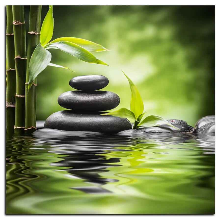 Obraz na plátne - Zen kamene a bambus - štvorec 3193A (50x50 cm)