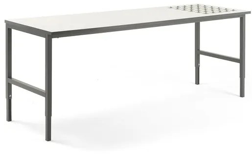 Dielenský stôl CARGO s valčekmi, 2400x750 mm, biela / šedá
