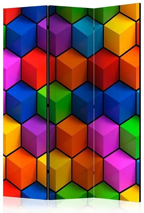 Paraván - Colorful Geometric Boxes [Room Dividers] Veľkosť: 135x172, Verzia: Jednostranný
