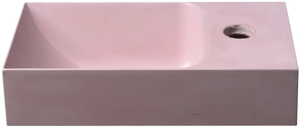 Sapho Sapho, PICCOLINO betónové umývadlo 30,8x17cm, batéria vpravo, ružová matná, PK30521