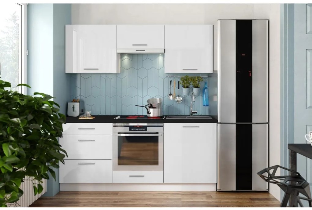 Kuchynská linka CELESTE 180 cm lesklá biela