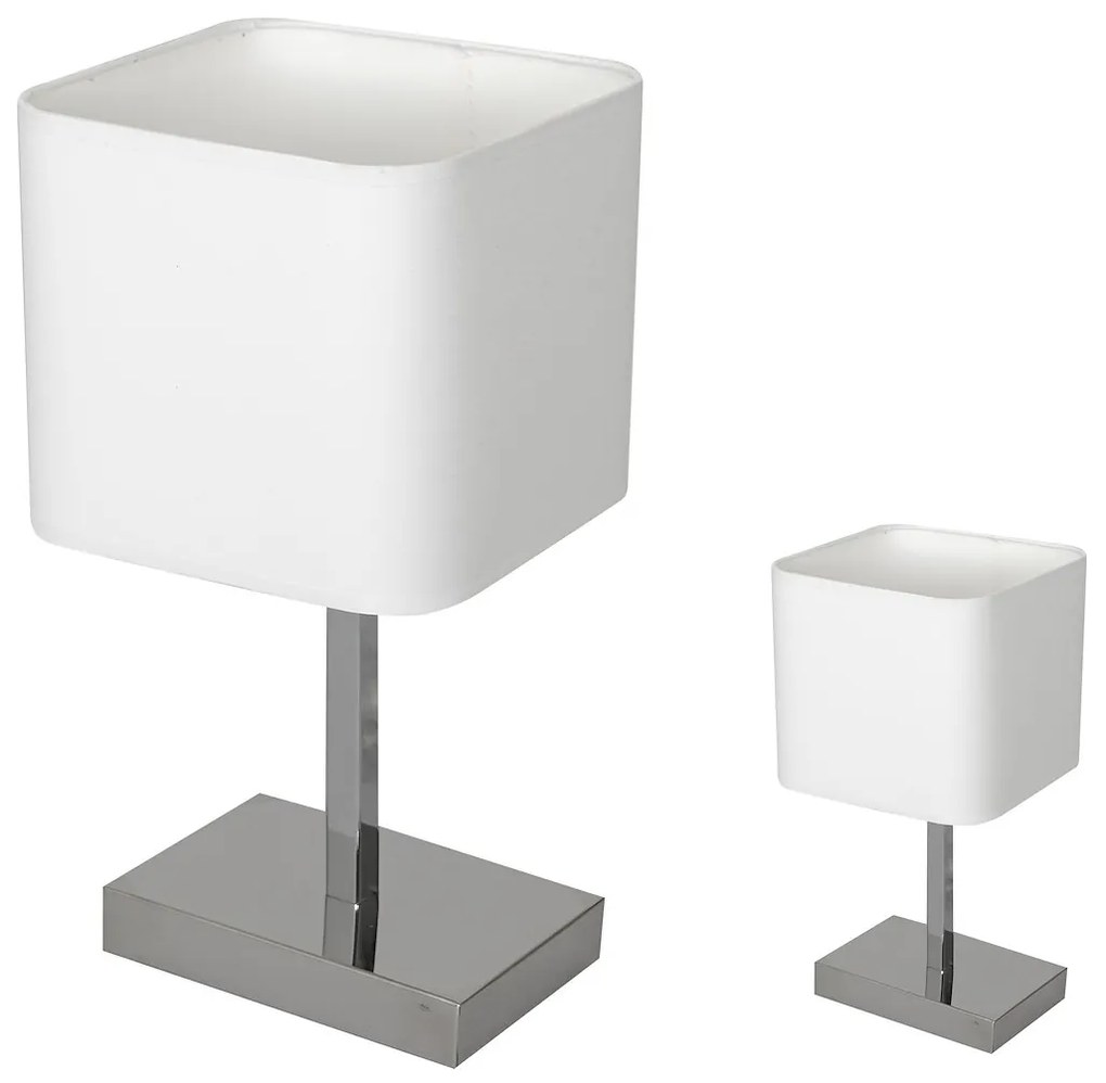 Stolná lampa Napoli, 1x biele textilné tienidlo, ch