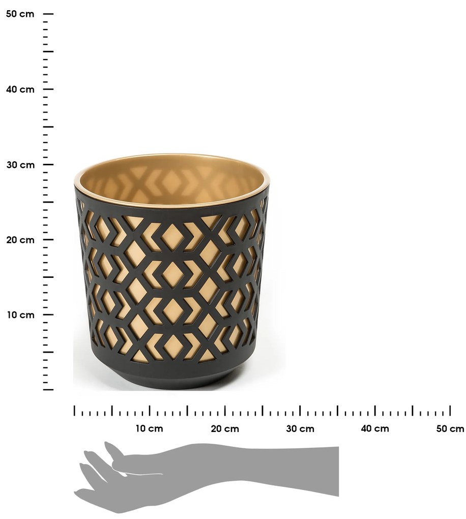PLASTOVÝ KVETINÁČ ETNIC 27X25 CM ZLATÁ