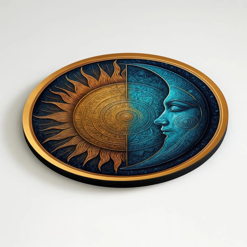 DUBLEZ | Drevený obraz - Slnko a Mesiac