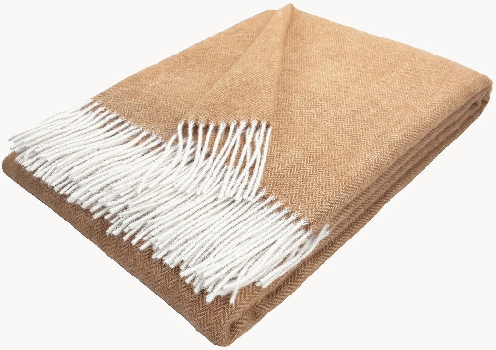 Vlnený pléd's cikcak vzorom a strapcami Tyrol