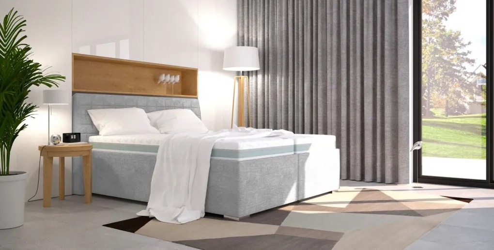 Posteľ Rita 180x200 cm, svetlo šedá látka