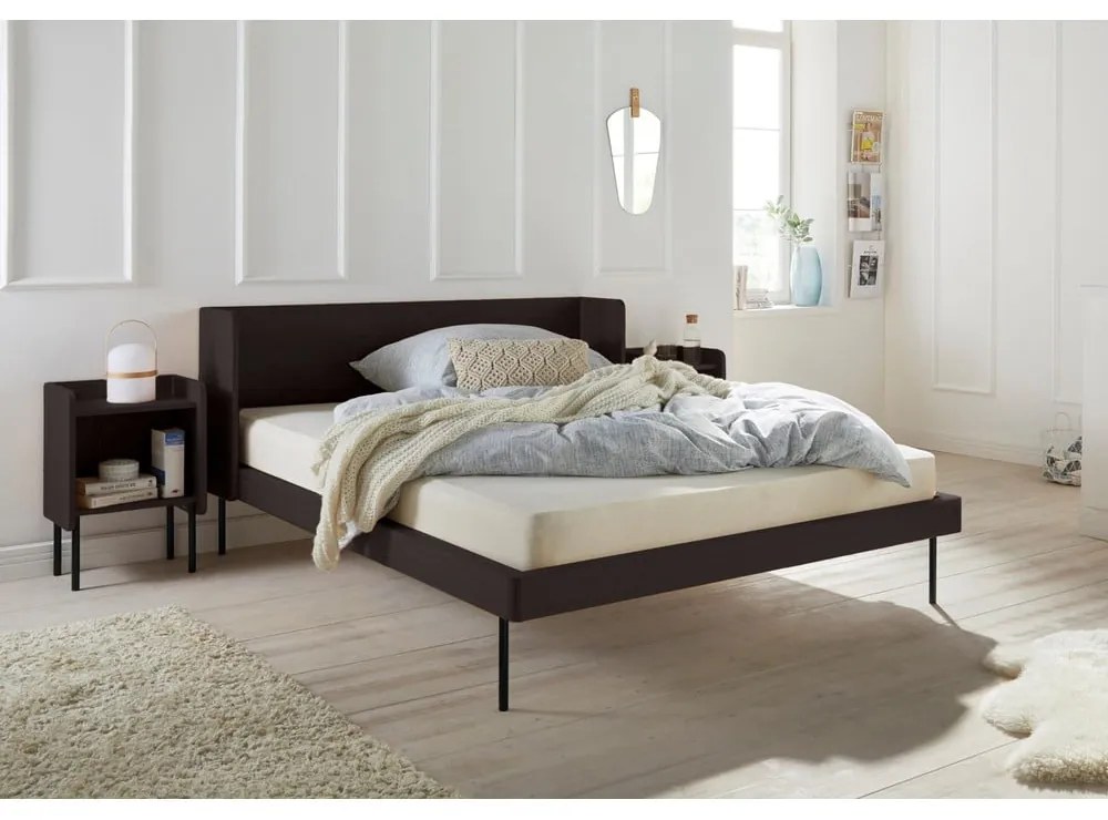 Čierna dvojlôžková posteľ v dekore duba 180x200 cm Wrap – Bonami Selection