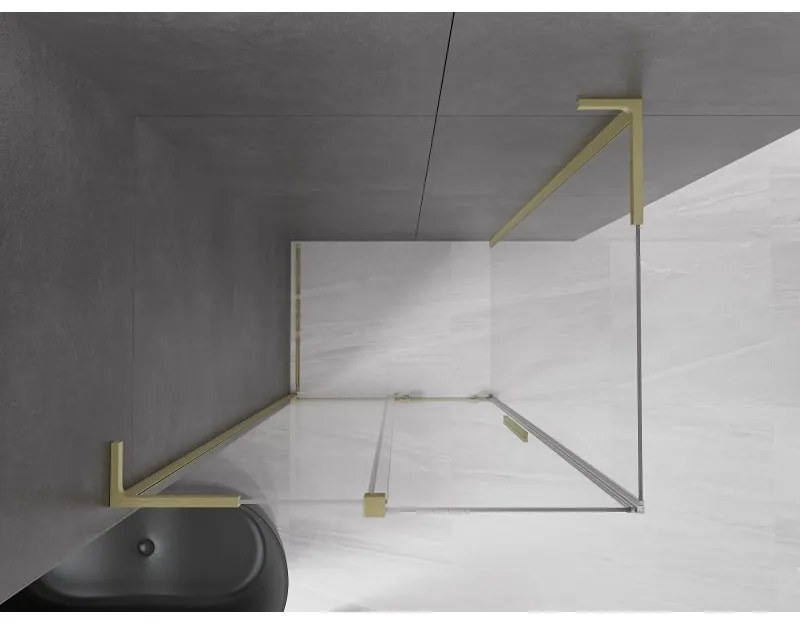 Mexen Velar L, sprchový kút s posuvnými dverami 120 x 100 cm, 8mm číre sklo, zlatá matná, 871-120-100-03-55