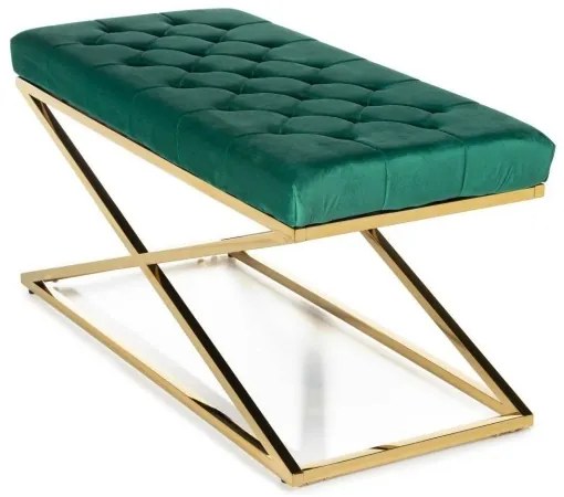 Prešívaná lavica SALIBA 50x97 cm zlatá/zelená