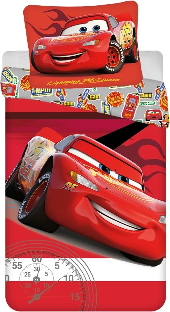 Bavlnené posteľné obliečky Autá / Cars - motív legenda Blesk McQueen - 100% bavlna - 70x90 cm + 140x200 cm