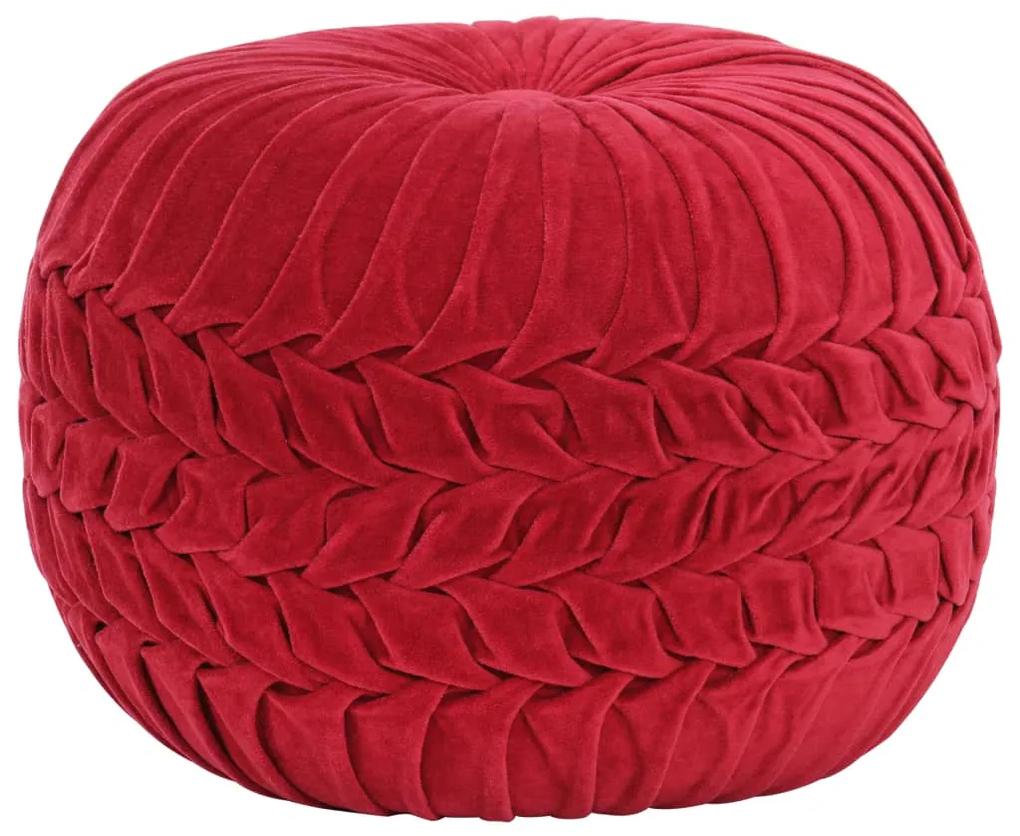 vidaXL Taburetka červená 40x30 cm bavlnený zamat nariasený dizajn