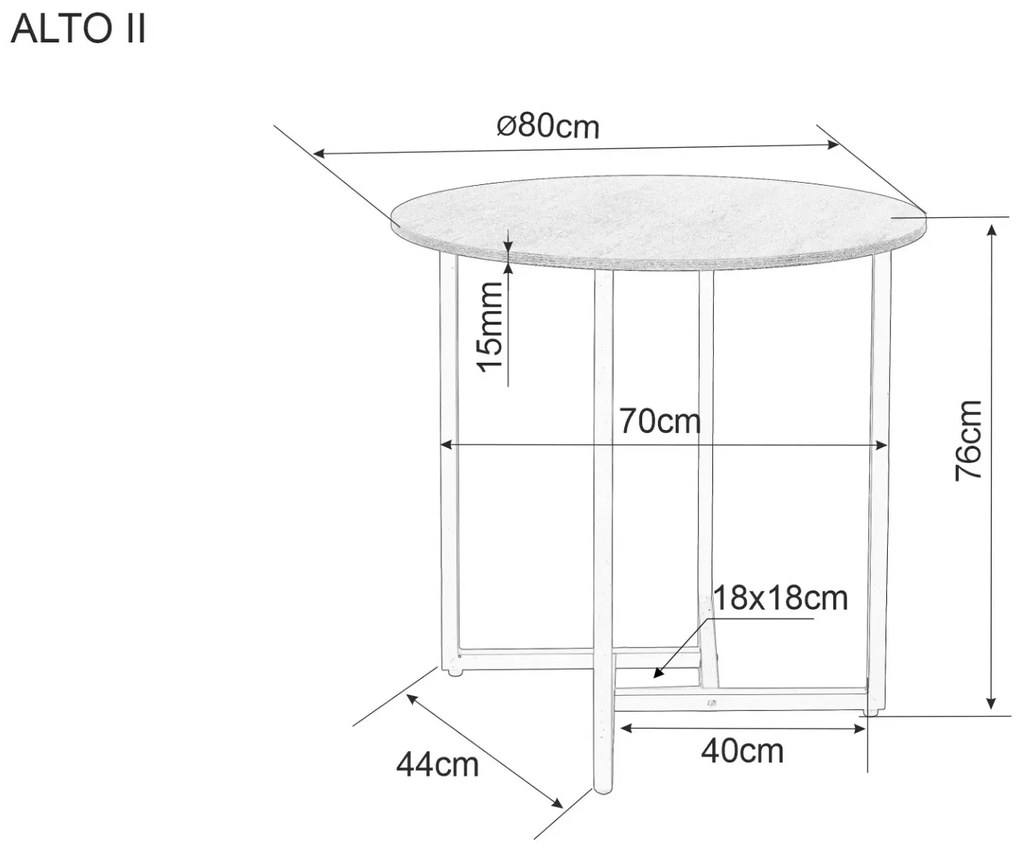 Okrúhly jedálenský stôl Alto 80 cm dub prírodný/čierny