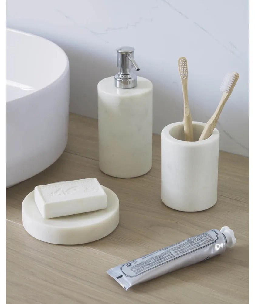 Biely mramorový téglik na zubné kefky Elenei – Kave Home
