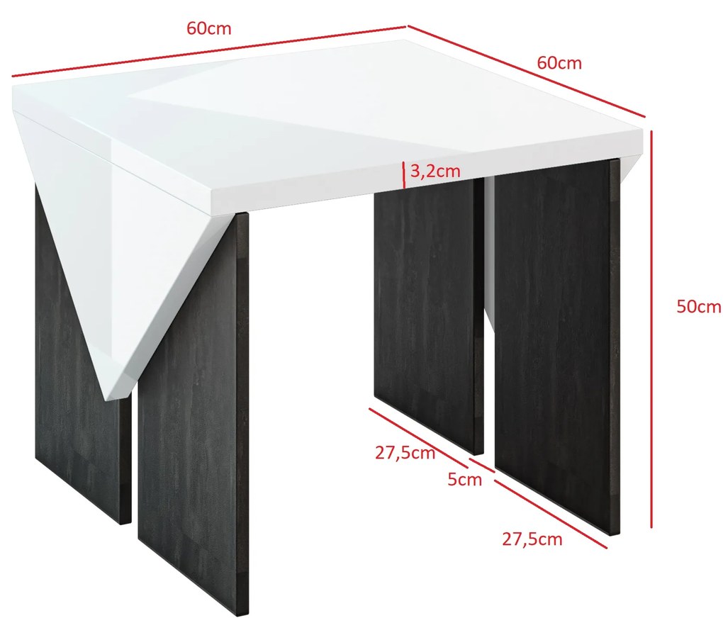 Konferenčný stolík Tarni (lesk biely + tmavosivá). Vlastná spoľahlivá doprava až k Vám domov. 1055251