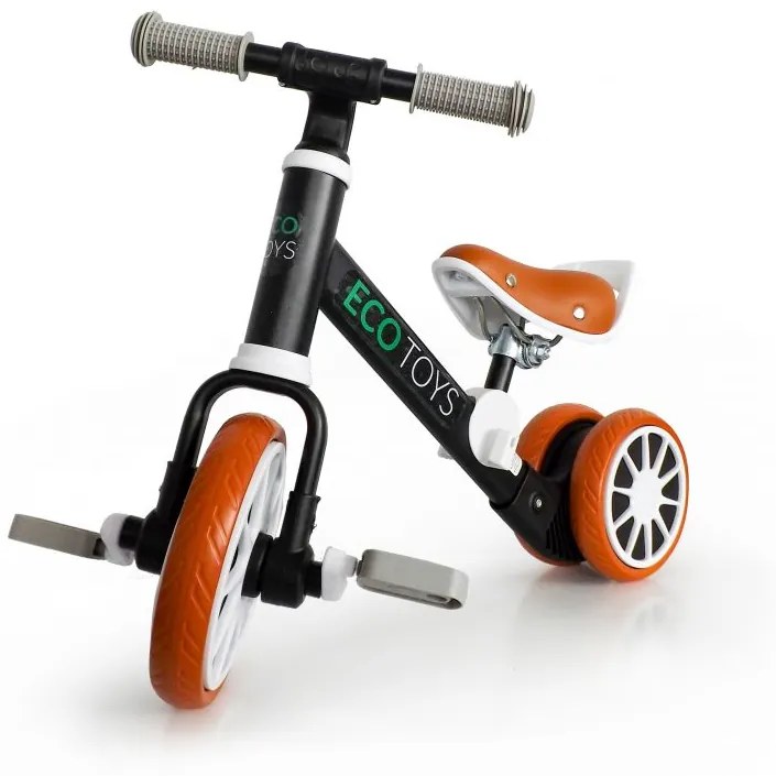 Detská balančná trojkolka v čiernej farbe Ecotoys