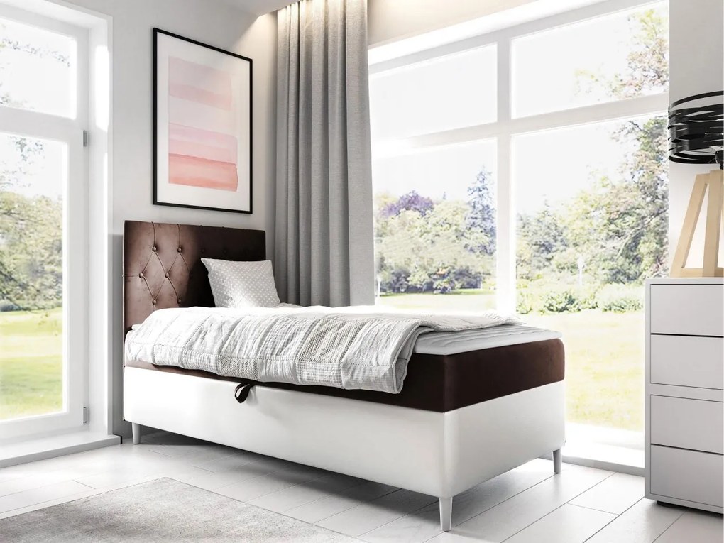Kontinentálna posteľ Junior Gerdise 1, Strana: pravá, Rozmer postele: 80x200, Dostupné poťahy: ekokoža Soft 017 (biela) + Fresh 08