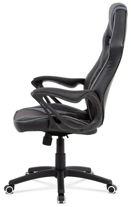 Autronic BONTEC Herné stoličky, hojdací mechanizmus, čierna ekokoža, KA-G406 GREY Farba: Čierna