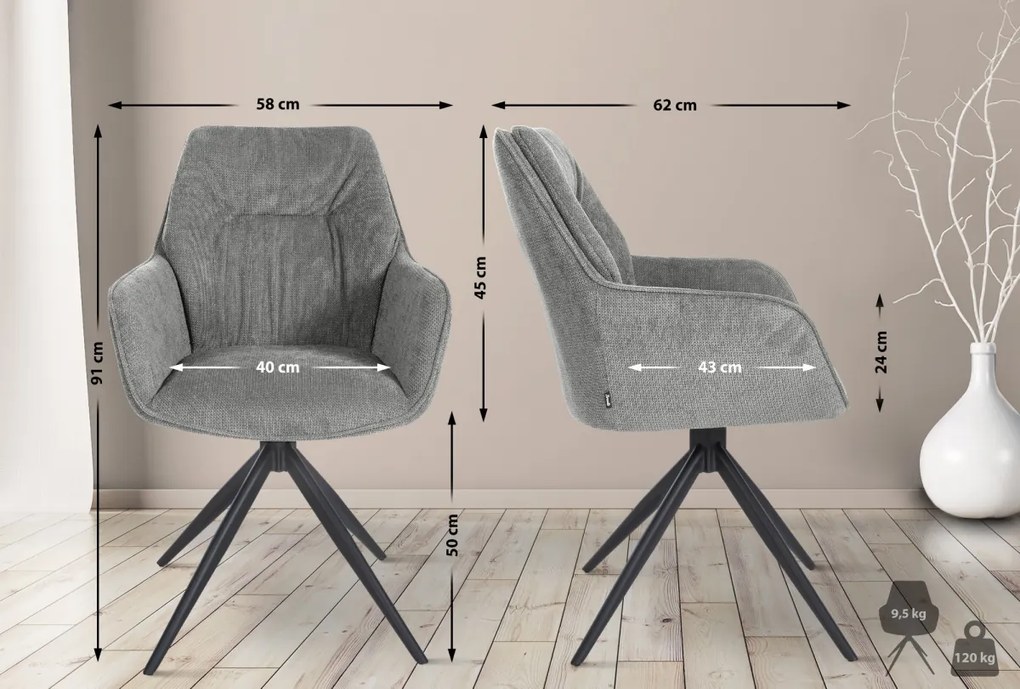 Jedálenská stolička Jules - látka - Sivá