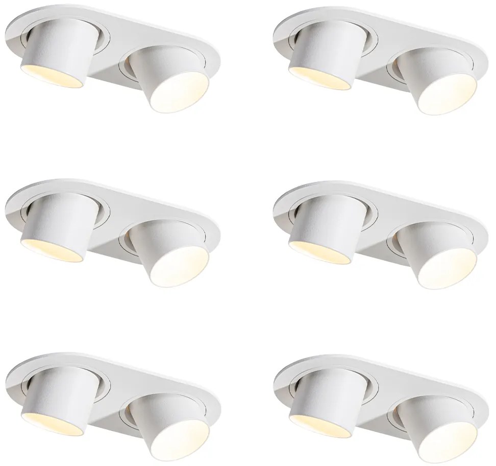 Sada 6 zapustených bodových svetiel biela GU10 35 mm naklápateľné 2-svetlá - Installa