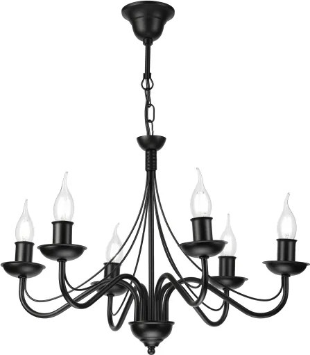 Luster na reťazi ANTON 6xE14/60W/230V čierny
