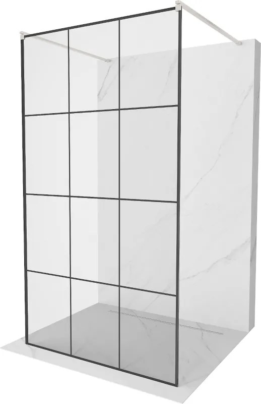 Mexen Kioto, sprchová zástena Walk-In 100 x 200 cm, 8mm sklo čierny vzor, brúsená oceľ profil, 800-100-002-97-77