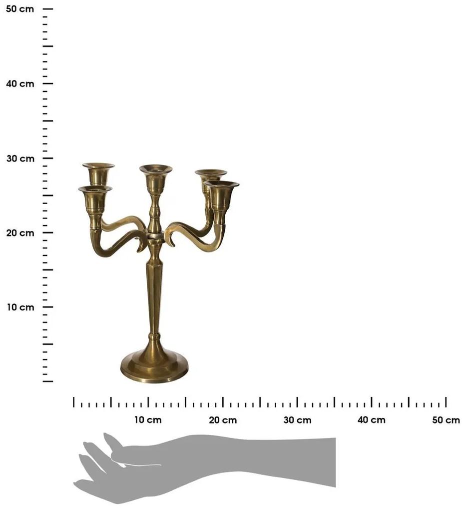 Päťramenný svietnik Leland 27 cm zlatý