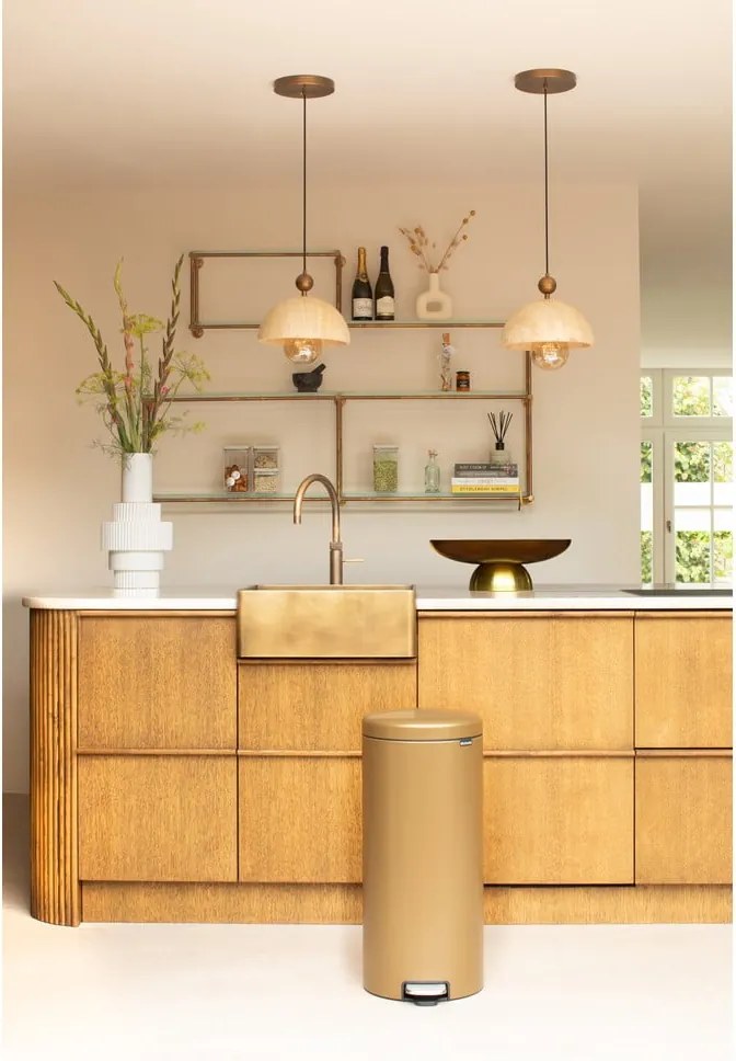 Nášľapný oceľový odpadkový kôš v mosadznej farbe 30 l NewIcon – Brabantia