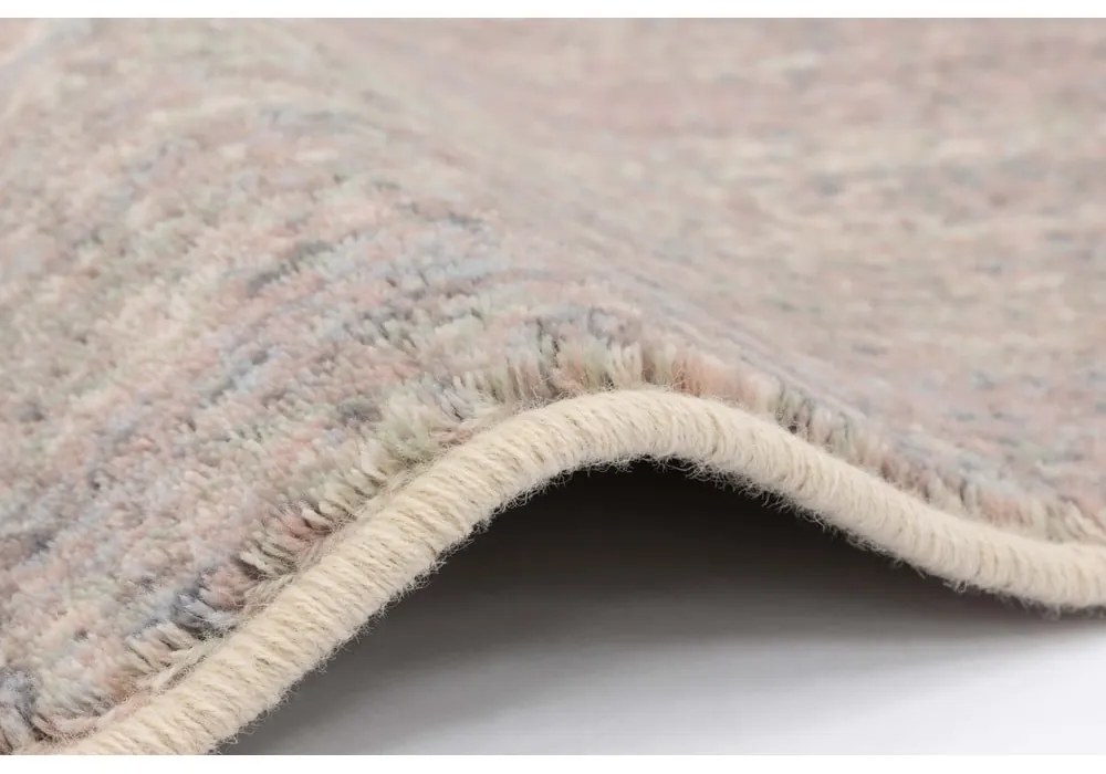 Ružovo-sivý vlnený koberec 133x180 cm Calvi rose – Agnella
