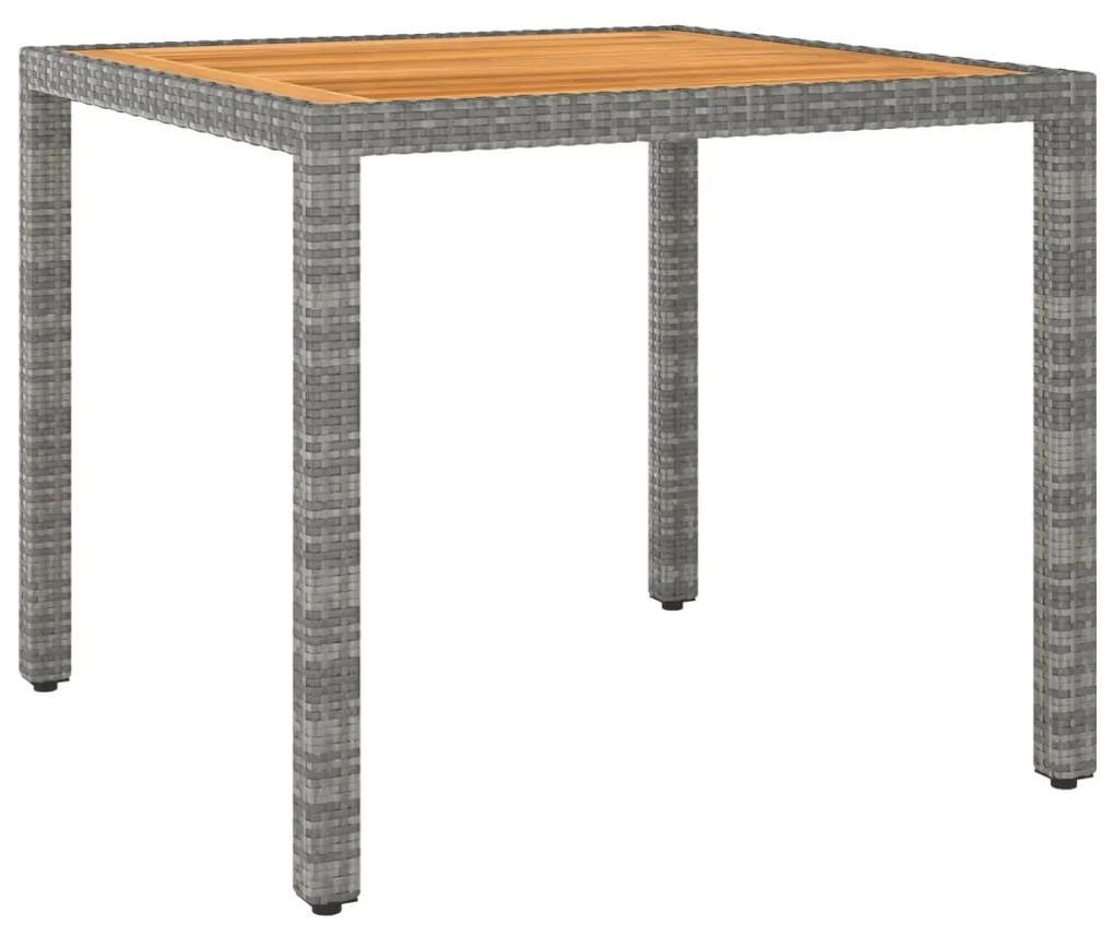 Záhradný stôl sivý 90x90x75 cm polyratan 310573
