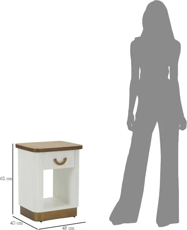 Nočný stolík Tolosa 48 cm biely/jaseň