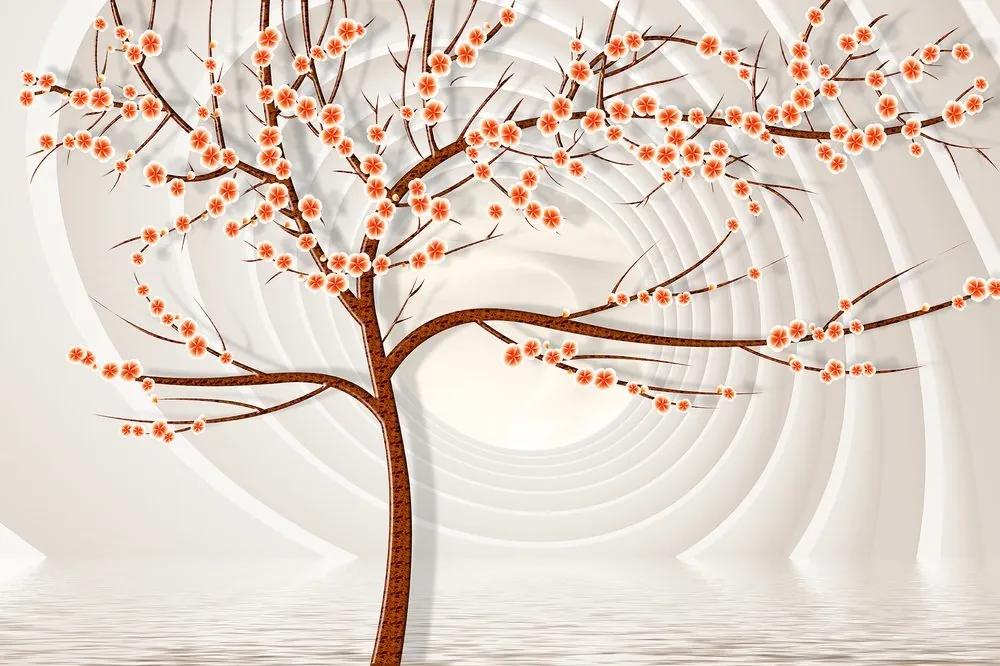 Samolepiaca tapeta moderný strom na abstraktnom pozadí - 375x250