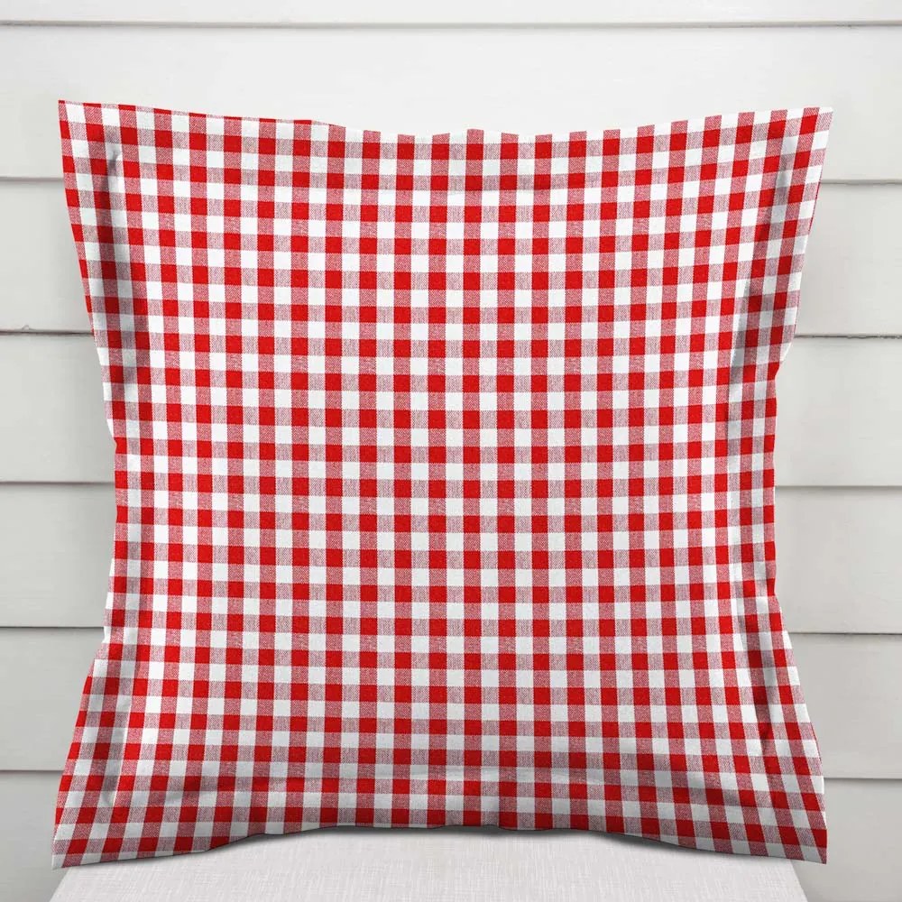 Biante Bavlnená obliečka na vankúš s lemom Olivia OL-008 Červeno-biela kocka malá 50 x 60 cm