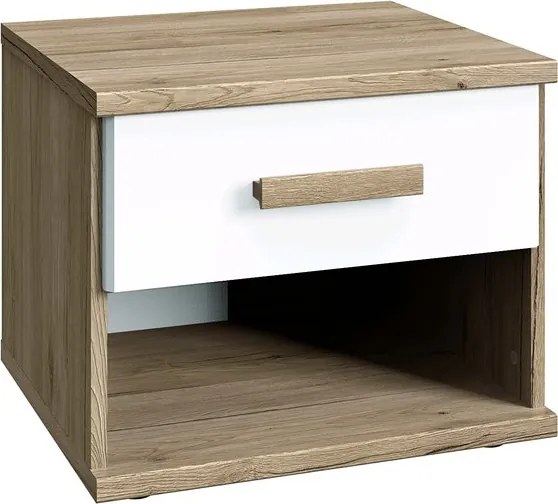 Nočný stolík Cariba, dub san remo/biely