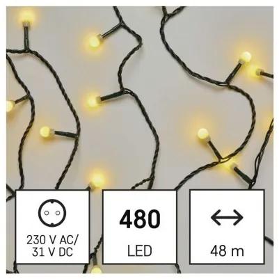 Světelný LED řetěz Cherry s časovačem 48 m teplá bílá
