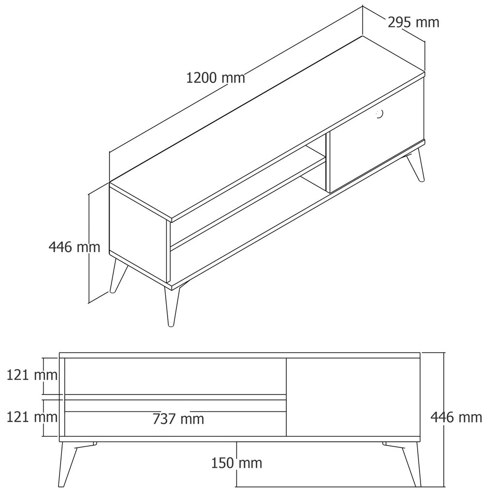 TV stolík/skrinka Reno 2. Akcia -13%. Vlastná spoľahlivá doprava až k Vám domov. 1067135