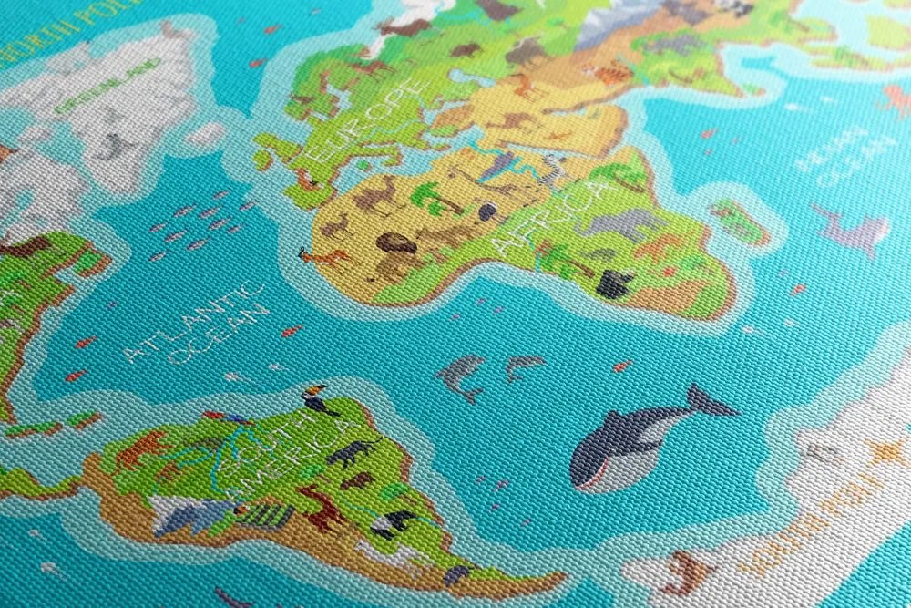 Obraz zemepisná mapa sveta pre deti