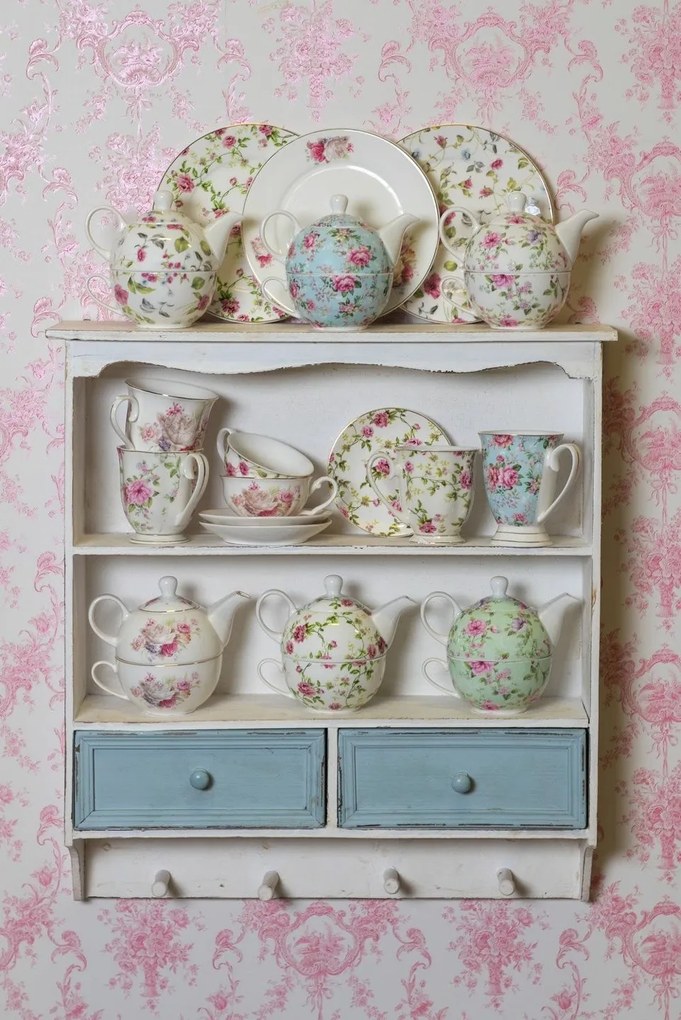 Modrý kvetovaný hrnček Garden - 11 * 8 * 10 cm / 0,3L