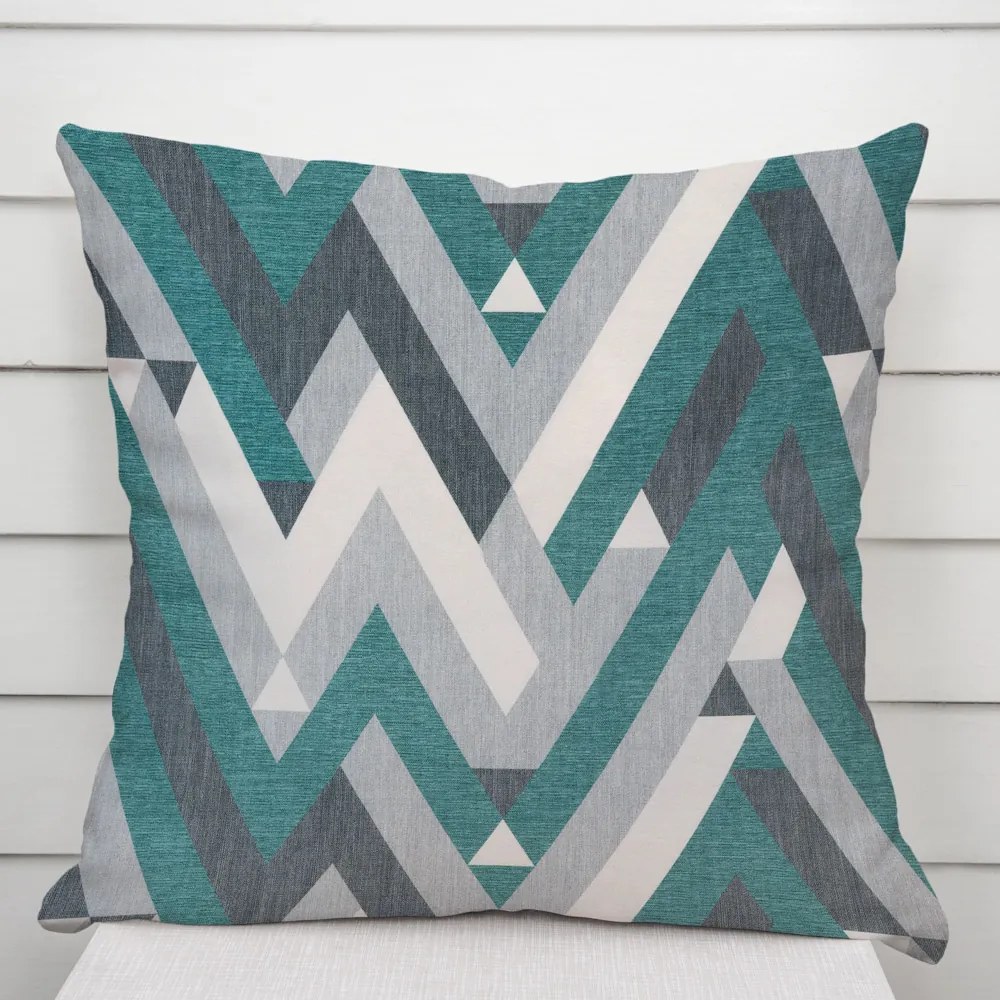 Biante Zamatová obliečka na vankúš Tamara TMR-026 Zeleno-sivý designový cik-cak 40 x 60 cm
