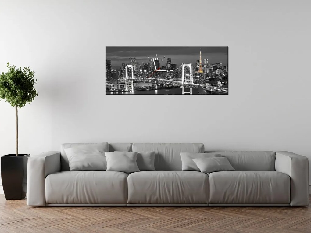 Gario Obraz s hodinami Most Tokyo Bay Rozmery: 100 x 40 cm