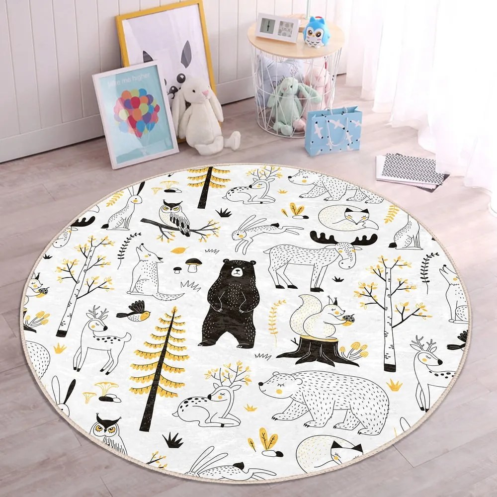 Žlto-biely detský koberec ø 120 cm Comfort – Mila Home