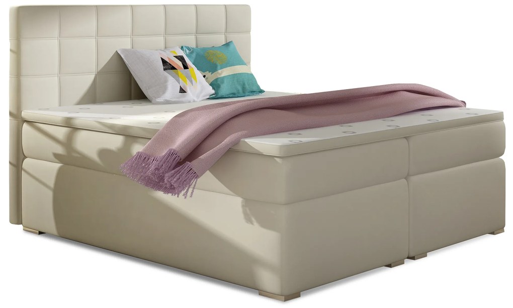 Kontinentálna posteľ 180 cm Abbie (svetlobéžová) (s matracmi). Vlastná spoľahlivá doprava až k Vám domov. 1027429