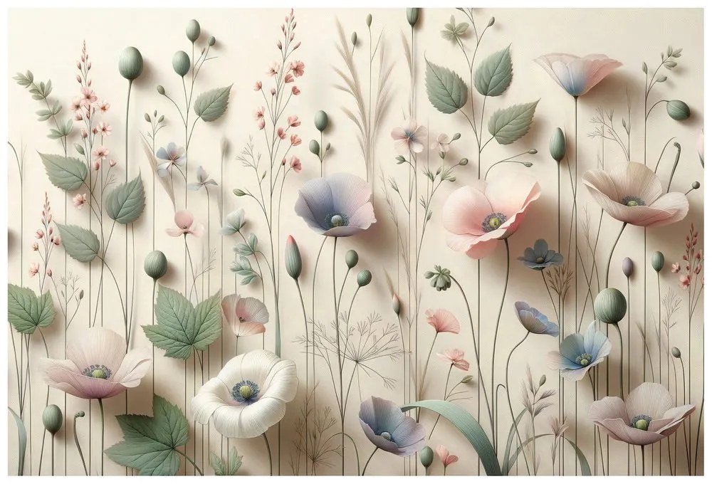 Tapeta pastelové lúčne kvety