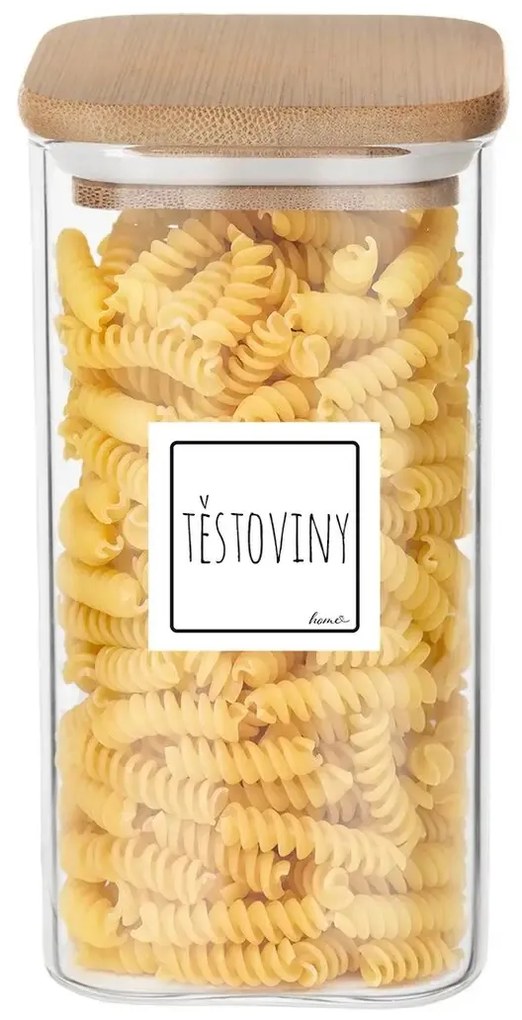 Orion Sklenená dóza hranatá s bambusovým vekom, 1,7 l BORO