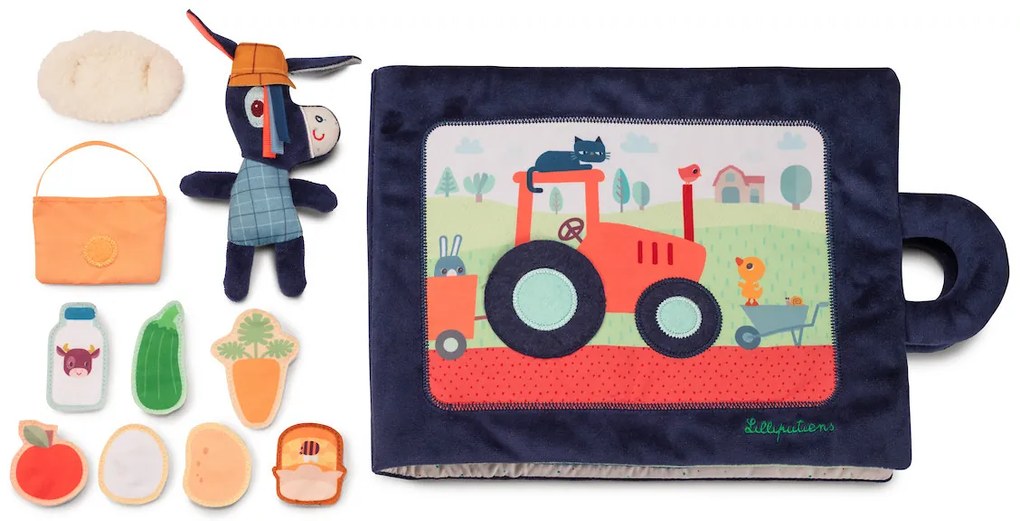 Lilliputiens - textilná knižka - Oslík Ignác na farme