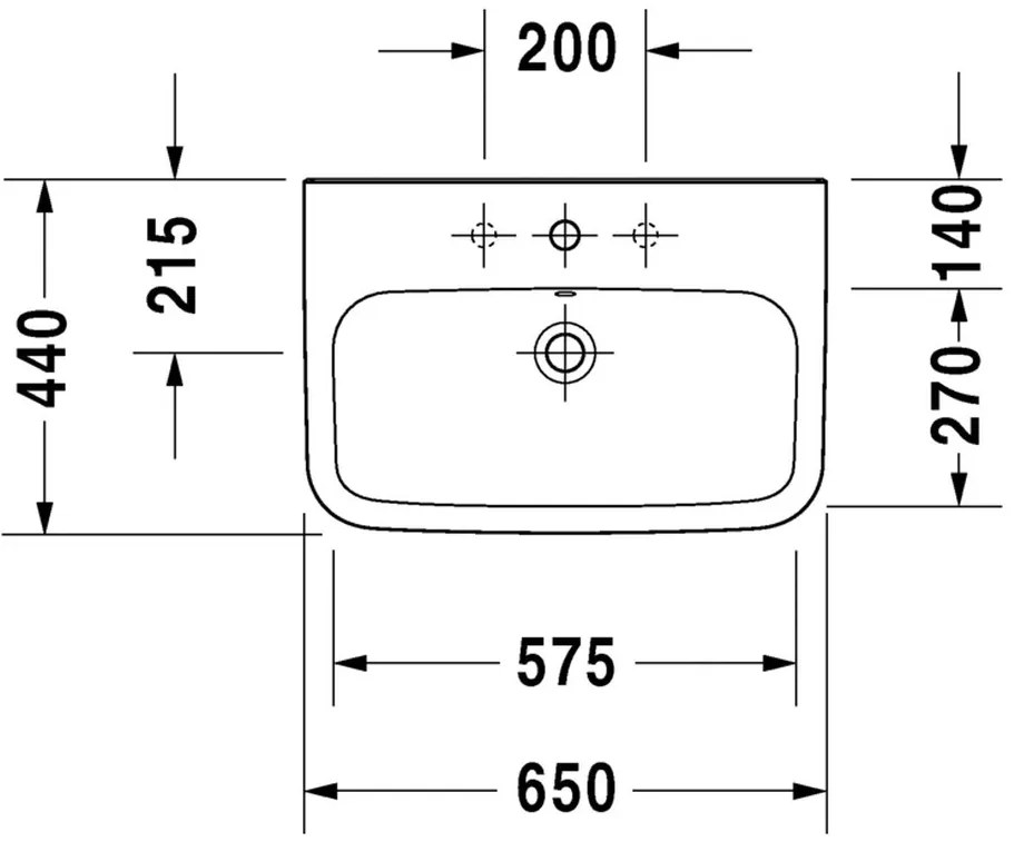 Duravit DuraStyle - Umývadlo 650x440 mm, s prepadom, biela 2319650000