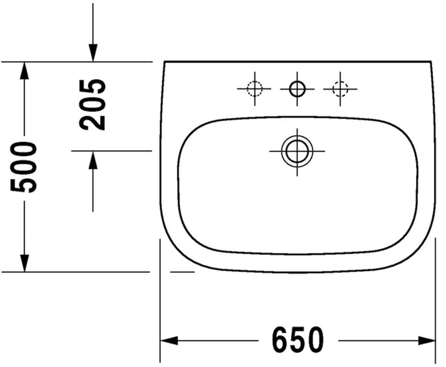 Duravit D-Code - Umývadlo 650x500 mm, s prepadom, biela 23106500002