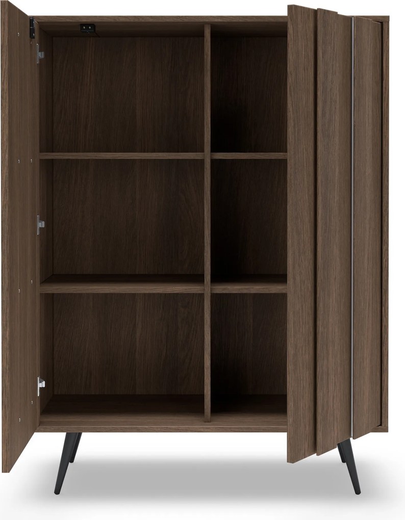Vysoká komoda Flaro 93 cm s osvetlením - dub dunin