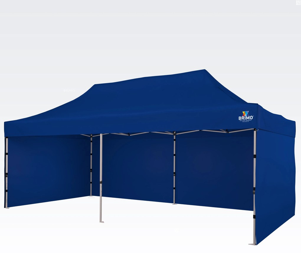 BRIMO Párty stan 3x6 m Nožnicový (3 steny) - Oceľová Konštrukcia a Plachta 330g/m² - s 3 stenami - Modrá 11