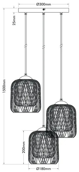 Globo 15965-3HR - Závesný luster na lanku DICHTI 3xE27/40W/230V