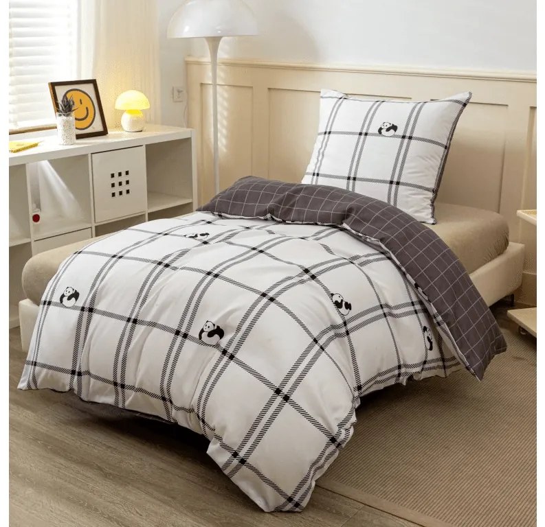 Mikroflanelové obliečky CUTE PANDA biele Rozmer obliečky: 70 x 90 cm | 140 x 200 cm